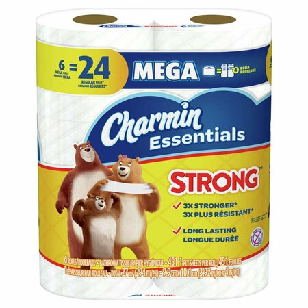 CHARMIN Strong Toilet Paper, White - 6 Rolls - 451 Sheet - 3PK 6034663